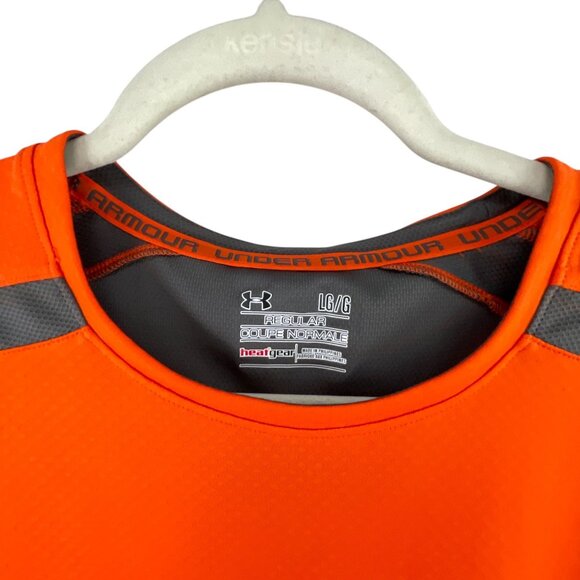 Under Armour Men's Orange Gray Combine Training Shirt L Regular Performance - Picture 9 of 10